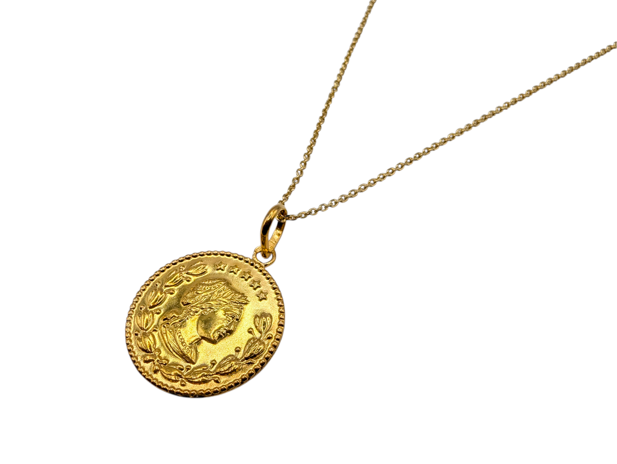 Colar em prata dourada com libra