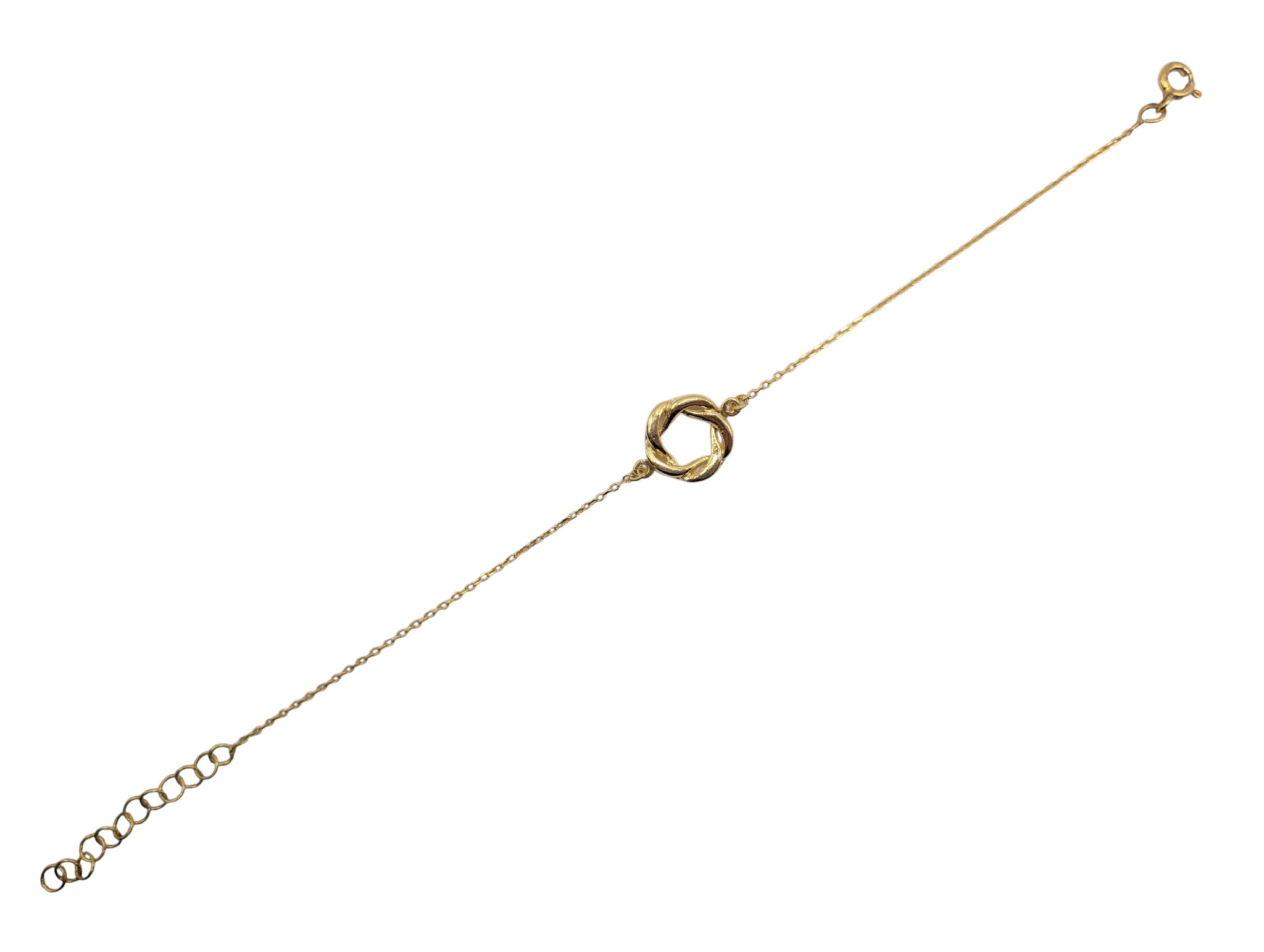 Pulseira em prata dourada com elos entrelaçados