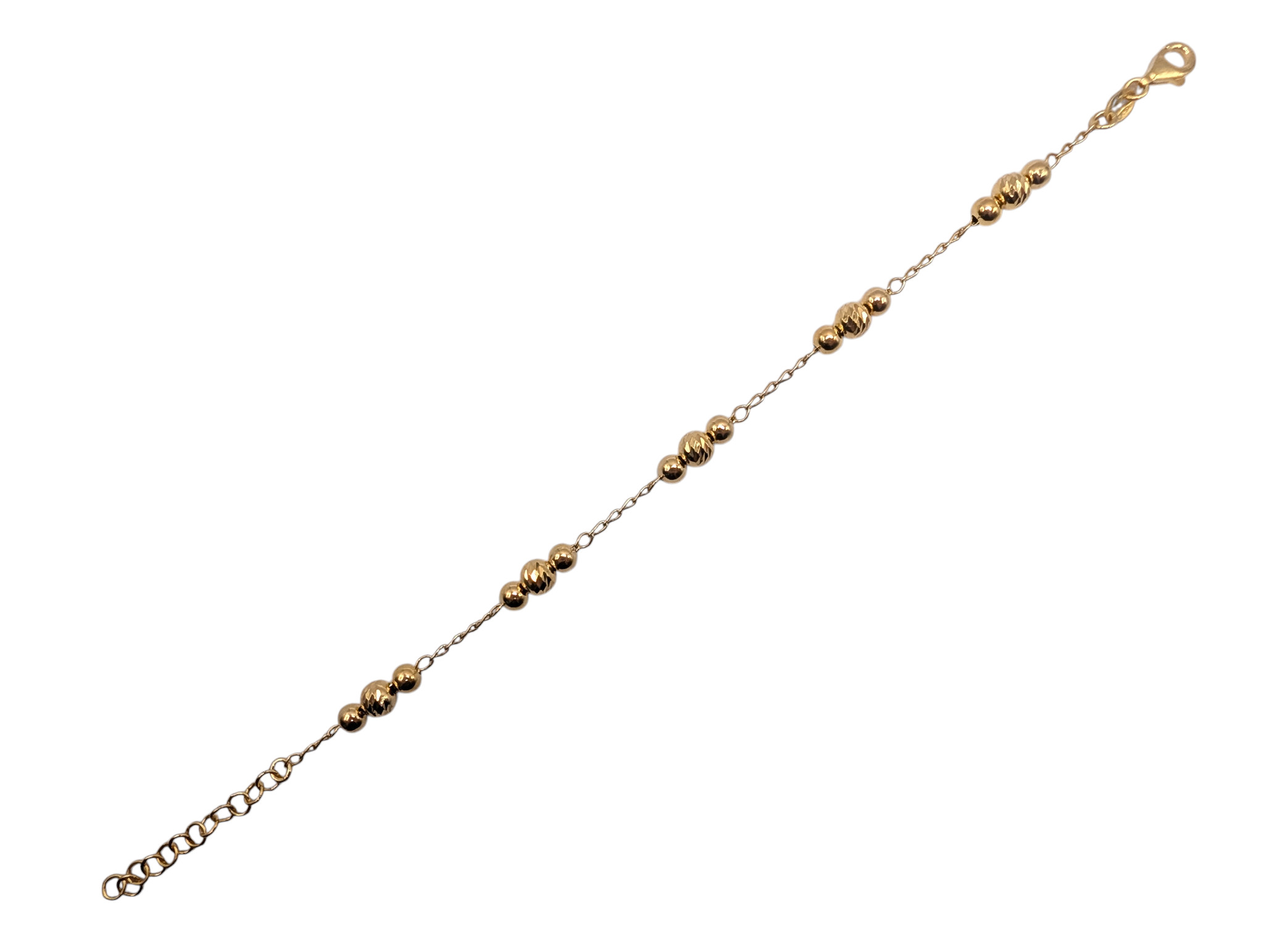 Pulseira em prata dourada com contas facetadas