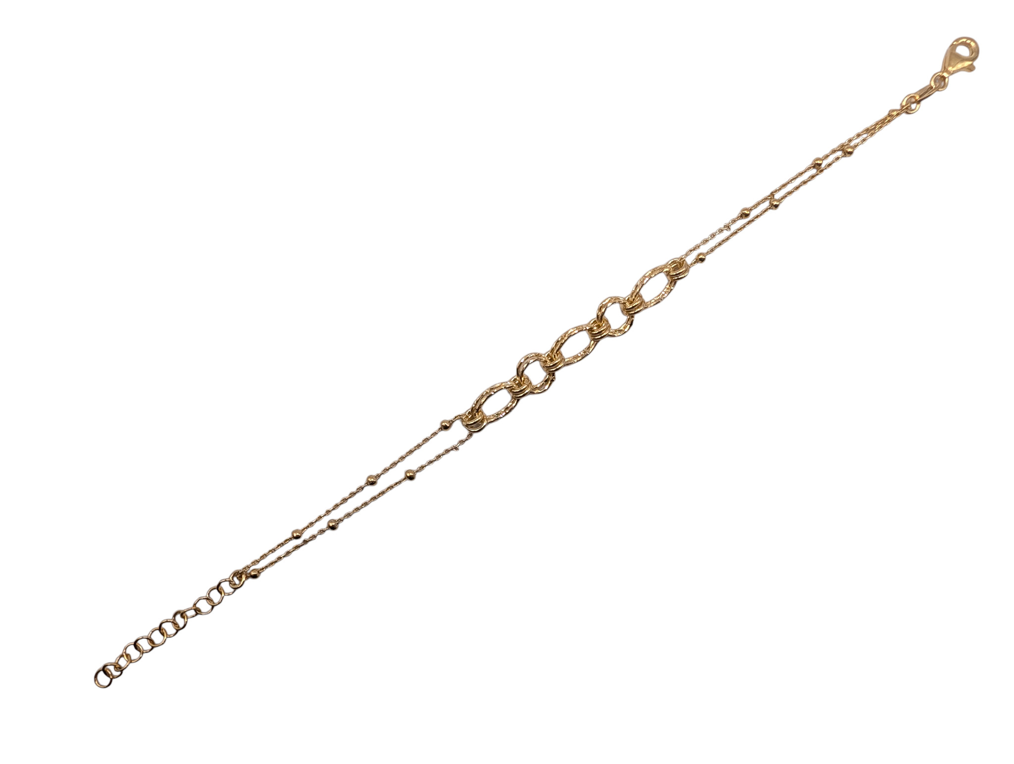 Pulseira em prata dourada com elos trabalhados